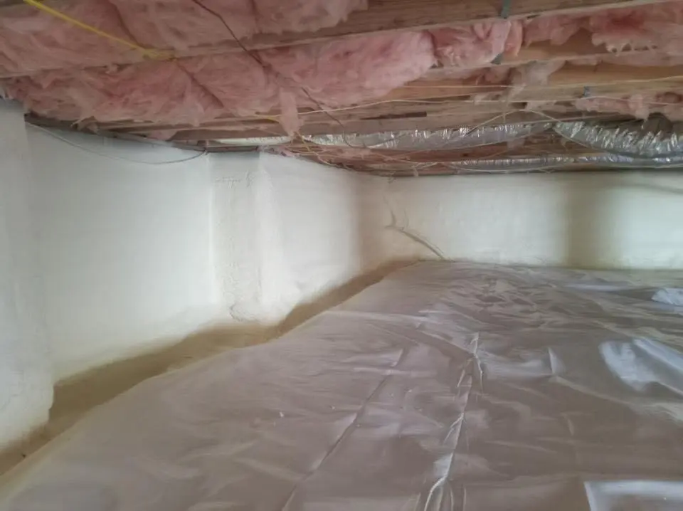 Crawl space encapsulation with closed-cell spray foam for Attic Insulation in Killingworth